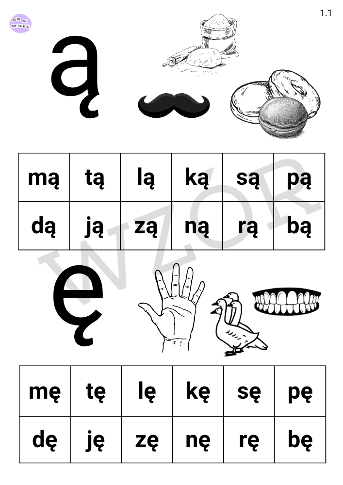 Samogłoski ę i ą. Spółgłoski n, z, r, b, p, d. Wyrazy 2 i 3 sylabowe - obrazek 2